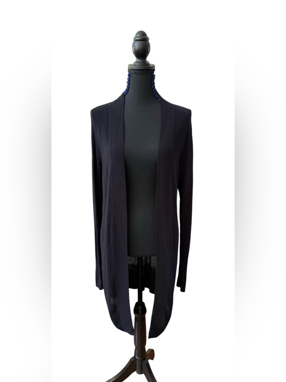 Apt. 9 Black Open-Front Long Cardigan Rayon Sweater